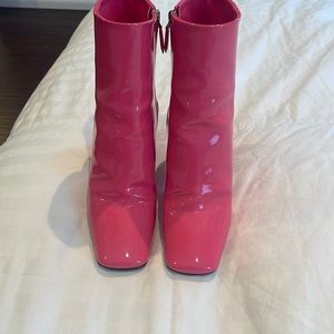 Prada patent leather pink booties